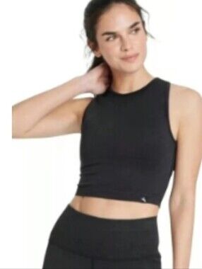JoyLab Black Sleeveless Cropped Performance Tank Size Small